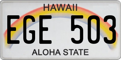 HI license plate EGE503