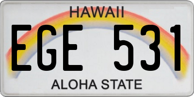 HI license plate EGE531