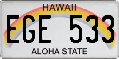 HI license plate EGE533