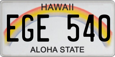 HI license plate EGE540