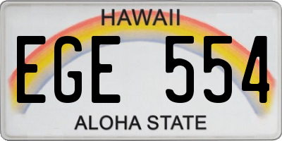 HI license plate EGE554