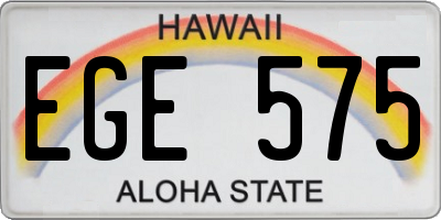 HI license plate EGE575