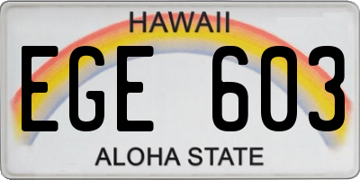 HI license plate EGE603