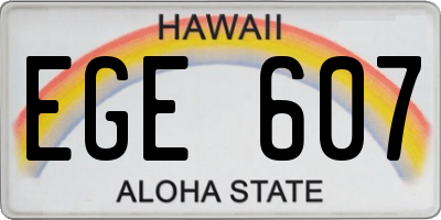 HI license plate EGE607