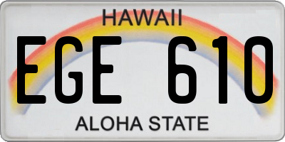 HI license plate EGE610