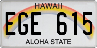 HI license plate EGE615