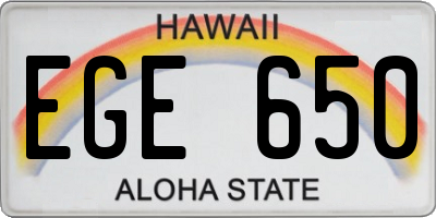 HI license plate EGE650