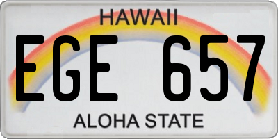 HI license plate EGE657