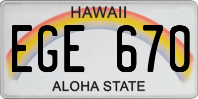 HI license plate EGE670
