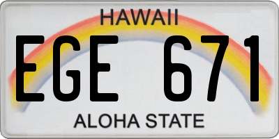 HI license plate EGE671