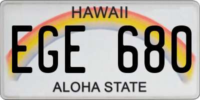 HI license plate EGE680
