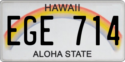 HI license plate EGE714