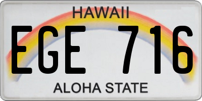 HI license plate EGE716