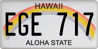 HI license plate EGE717