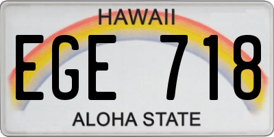 HI license plate EGE718