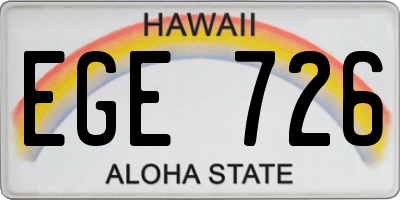 HI license plate EGE726