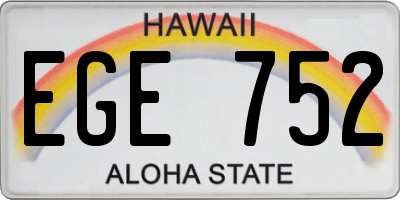 HI license plate EGE752