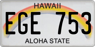 HI license plate EGE753