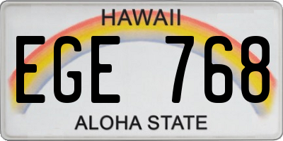 HI license plate EGE768