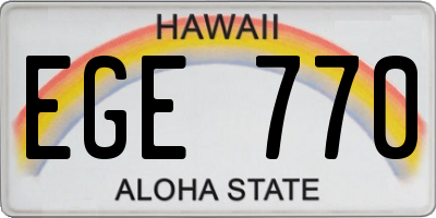 HI license plate EGE770