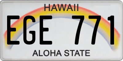 HI license plate EGE771