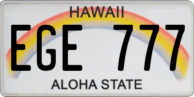HI license plate EGE777