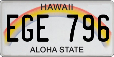 HI license plate EGE796
