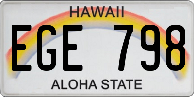 HI license plate EGE798