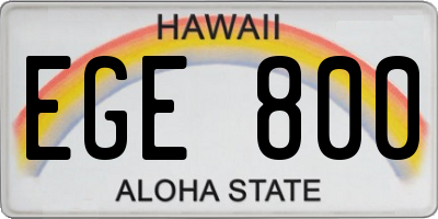 HI license plate EGE800
