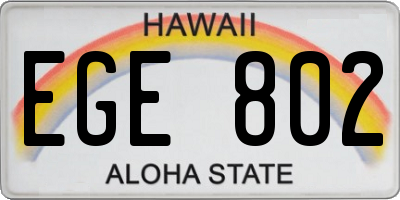 HI license plate EGE802