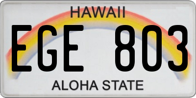 HI license plate EGE803