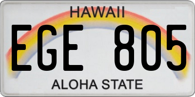 HI license plate EGE805