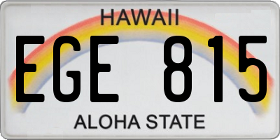 HI license plate EGE815