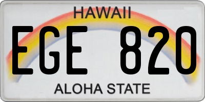 HI license plate EGE820