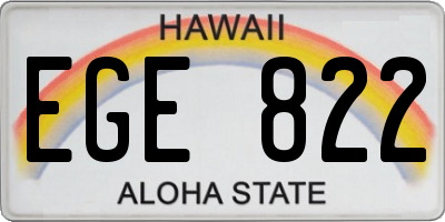 HI license plate EGE822