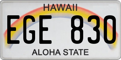 HI license plate EGE830