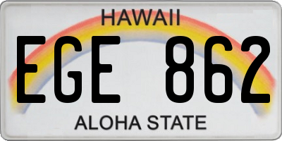 HI license plate EGE862