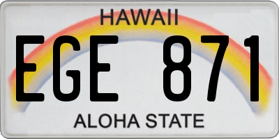 HI license plate EGE871