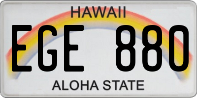 HI license plate EGE880