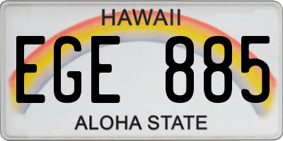 HI license plate EGE885