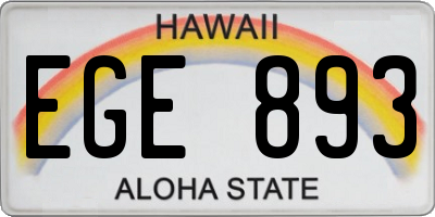 HI license plate EGE893