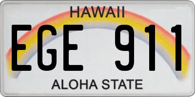 HI license plate EGE911