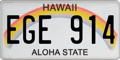 HI license plate EGE914