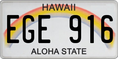HI license plate EGE916