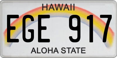 HI license plate EGE917