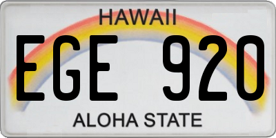 HI license plate EGE920