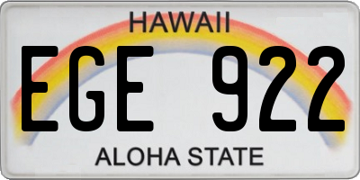 HI license plate EGE922