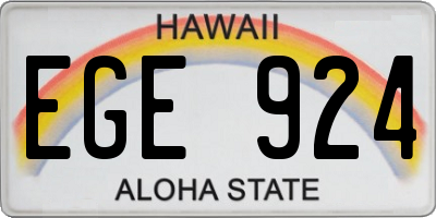 HI license plate EGE924
