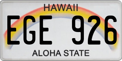 HI license plate EGE926