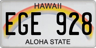 HI license plate EGE928